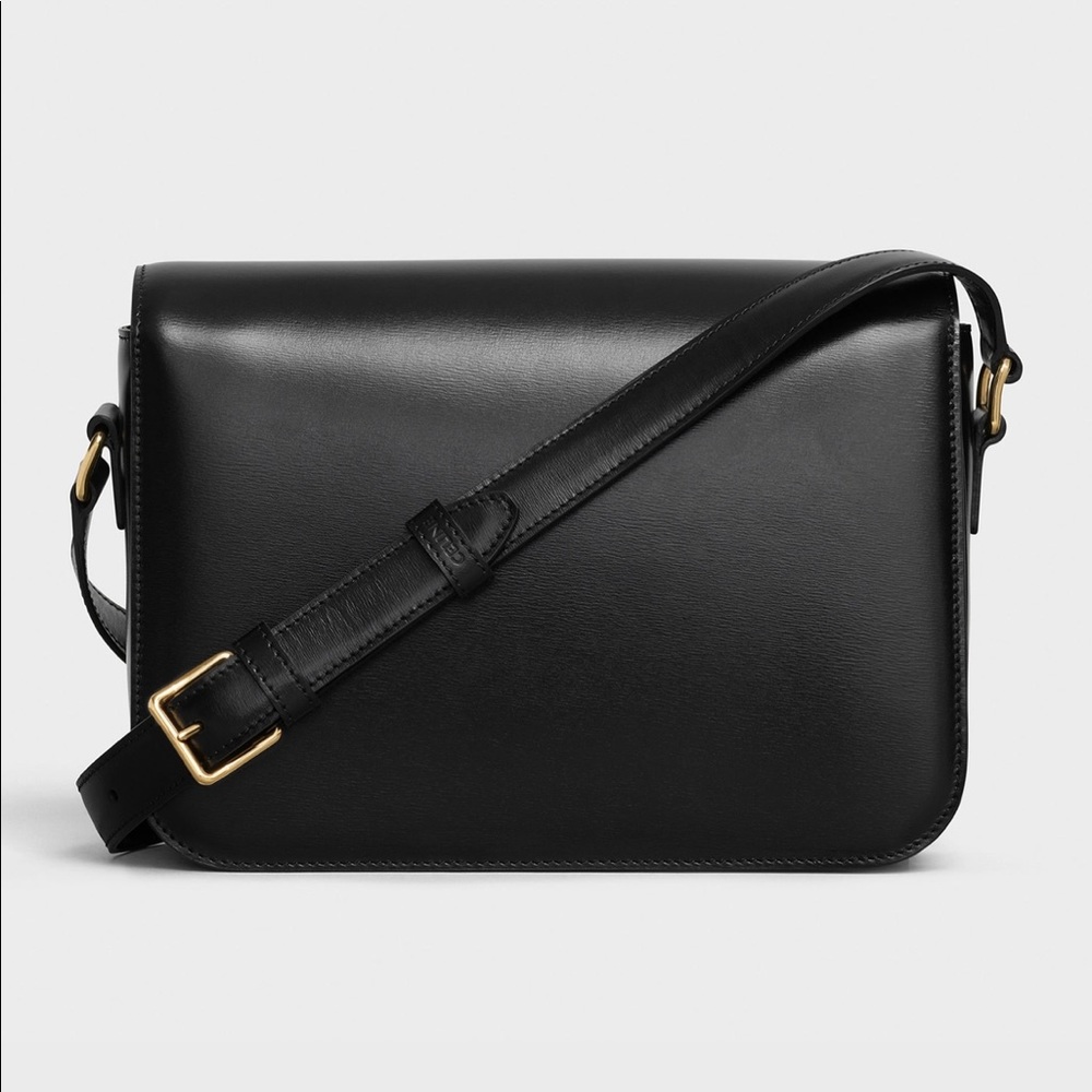 Celine Black Medium Triomphe Bag In Shiny Calfskin - Picture 2 of 9
